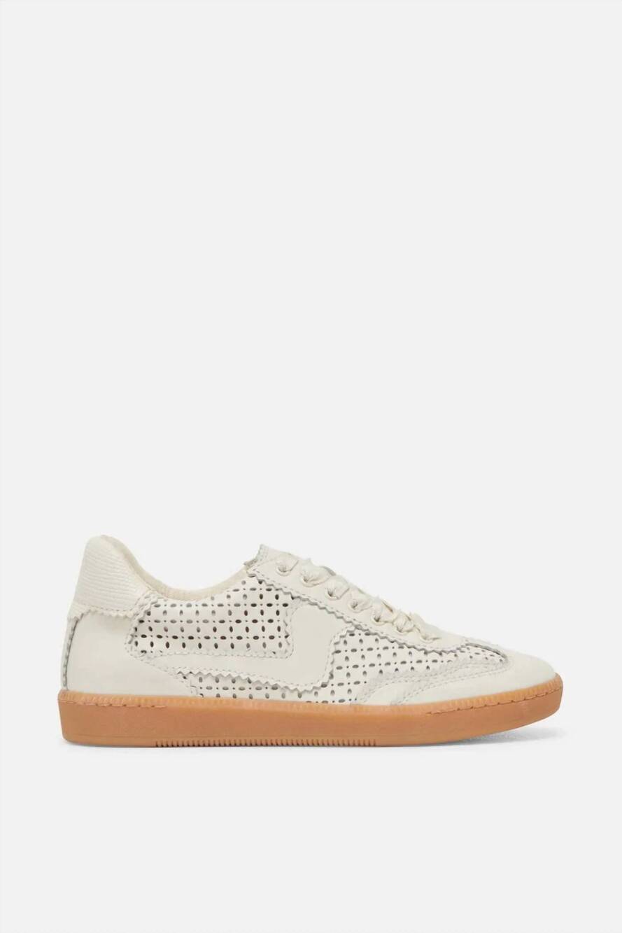 NEW DOLCE VITA women's notice eyelet perforated sneakers in white leather